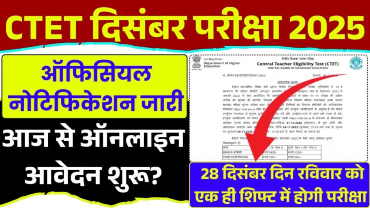 CTET December 2025 Exam: प्राइमरी टीचर बनने के लिए Official Notification Out – Apply Online Now